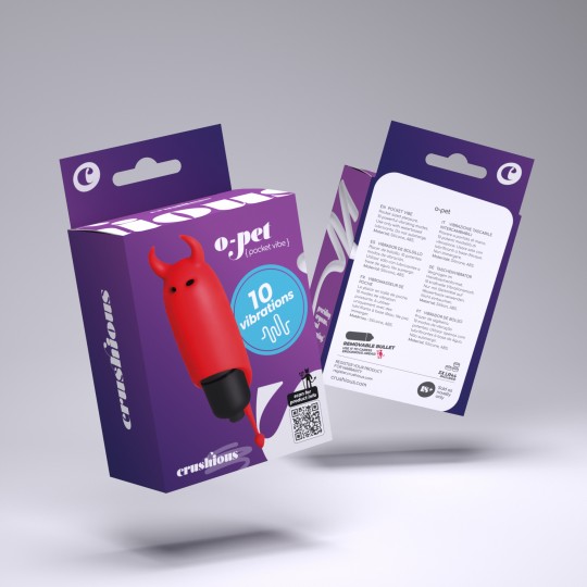 O-PET DIAVOLO CON MASSAGGIATORE PROIETTILE A 10 VIBRAZIONI ROSSO CRUSHIOUS