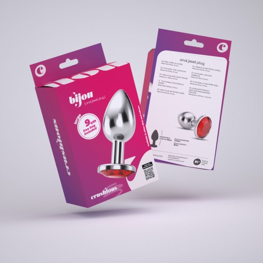PLUG ANAL JOYA BIJOU ROJO GRANDE CRUSHIOUS CON BOLSA ATERCIOPELADA GRATIS