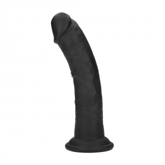 DUAL DENSITY SILICONE CURVED REALISTIC DILDO WITH SUCTION CUP - 7 / 18,5 CM - BLACK