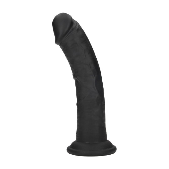 DUAL DENSITY SILICONE CURVED REALISTIC DILDO WITH SUCTION CUP - 8 / 20,5 CM - BLACK