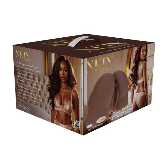 BODYFORMS - KAYA BLOOM - DUAL ENTRY VIBRATING MASTURBATOR - 2,4 KG / 5.4 LBS - BROWN