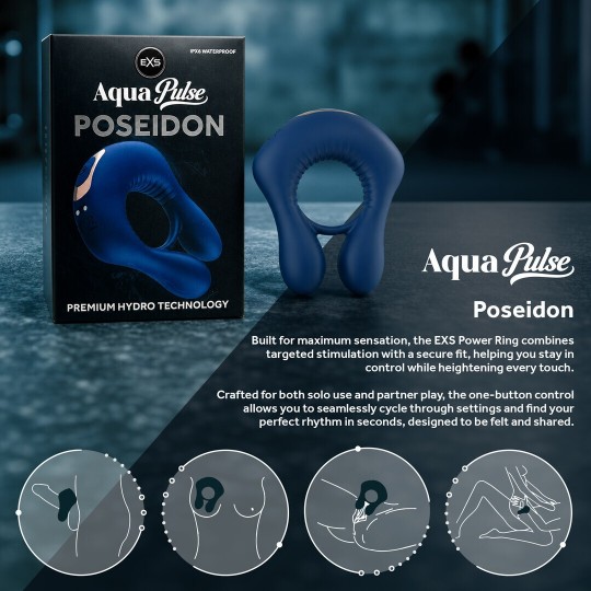 EXS AQUAPULSE - POSEIDON - VIBRATING PERFORMANCE RING - BLUE