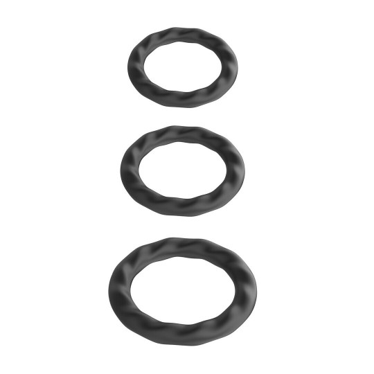 SILICONE COCK RING SET - 23 CM - 30 CM - 37 CM - BLACK