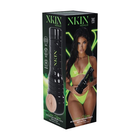 METALLIX - LANA ECLIPSE - VIBRATING TORCH MASTURBATOR WITH SUCTION - PUSSY - 660G - BLACK/TAN