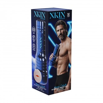 METALLIX - RONAN COBALT - VIBRATING TORCH MASTURBATOR WITH SUCTION - MOUTH - 660G - BLUE/FLESH
