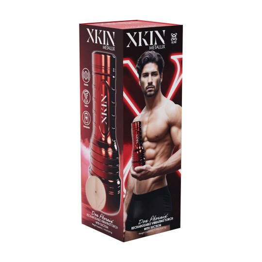 METALLIX - DON PHOENIX - VIBRATING TORCH MASTURBATOR WITH SUCTION - ASS - 660G - RED/TAN