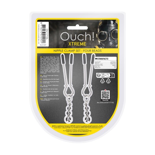 NIPPLE CLAMP SET - FOUR BEADS - SILVER