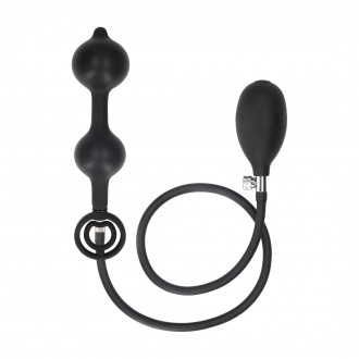 INFLATABLE SILICONE DOUBLE ANAL PLUG - BLACK