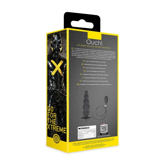 INFLATABLE SILICONE TEXTURED ANAL PLUG - BLACK