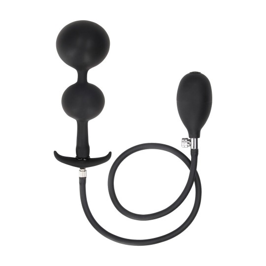 INFLATABLE SILICONE WEIGHTED ANAL PLUG - BLACK