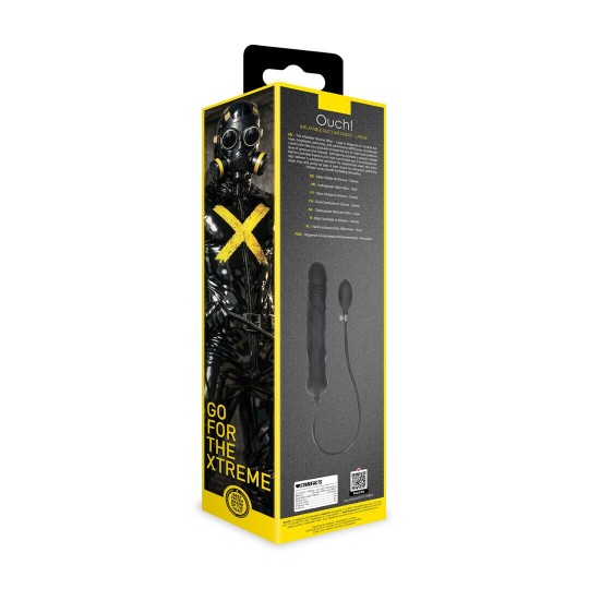 INFLATABLE SILICONE DILDO - LARGE - BLACK