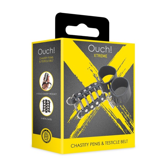 CHASTITY PENIS AND TESTICLE BELT - BLACK