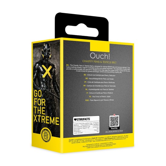 CHASTITY PENIS AND TESTICLE BELT - BLACK