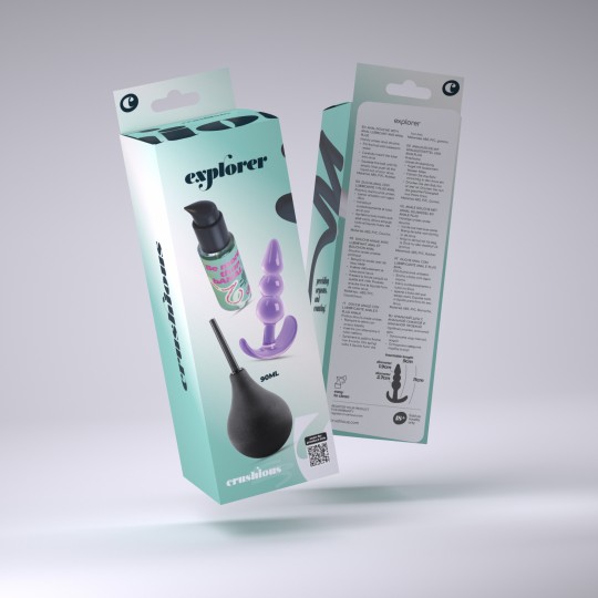 DOCCIA ANALE EXPLORER 90ML CON LUBRIFICANTE ANALE 50ML E PLUG ANALE THE PLUNGER CRUSHIOUS