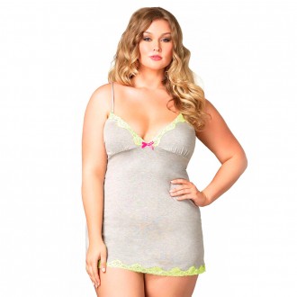 LEG AVENUE SERAPHINA CAMICIA DA NOTTE PLUS SIZE GRIGIO