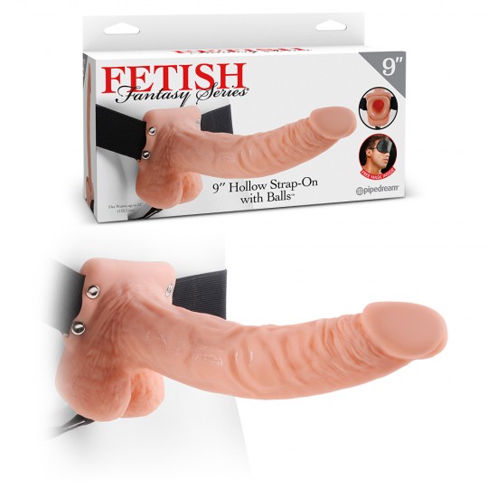 CAVO STRAP-ON CON TESTICOLI 9 &quot; FETISH FANTASY SERIE BIANCO