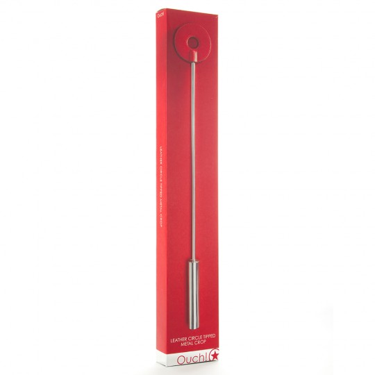 CHIBATA OUCH! LEATHER CIRCLE TIPPED METAL CROP VERMELHA