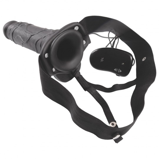 STRAP-ON OCO COM  VIBRAÇÃO E TESTÍCULOS REAL RAPTURE AIR FEELING 8&quot; PRETO