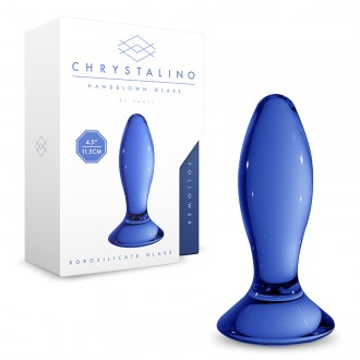 DILDO EM VIDRO ELEGANCE FOLLOWER AZUL