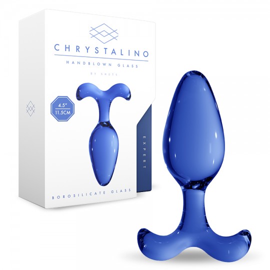 DILDO EM VIDRO EXPERT CHRYSTALINO AZUL