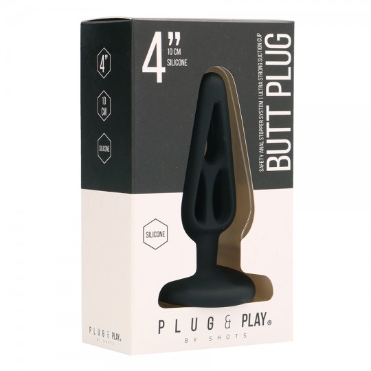 PLUG ANAL EN SILICONA PLUG &amp; PLAY 4” NEGRO