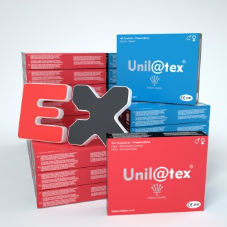 MIX DE 50 CAJAS DE 144 CONDONES UNILATEX