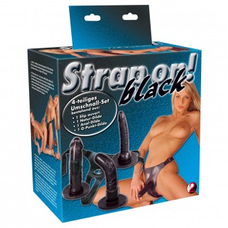 STRAP-ON COM 3 DILDOS PRETOS