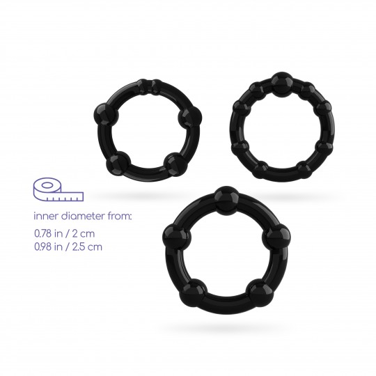 CRUSHIOUS NERO TRIPLE BEAD COCK RINGS SET