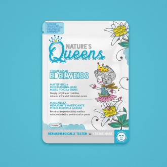 NATURE'S QUEENS MATTIFYING FACIAL TISSUE MASK EDELWEISS 25ML