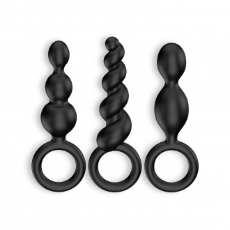 BOOTY CALL 3 PIECE SET ANAL PLUGS SATISFYER BLACK