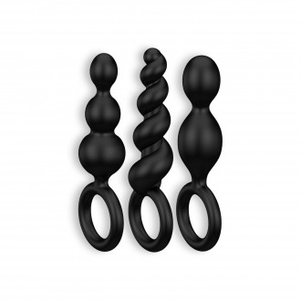 BOOTY CALL 3 PIECE SET ANAL PLUGS SATISFYER BLACK