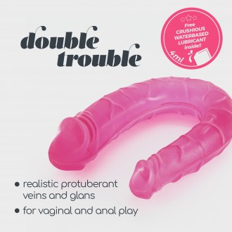 DOUBLE TROUBLE DOUBLE HEAD DILDO CRUSHIOUS PINK