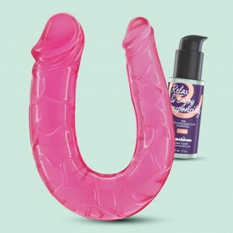 DEEP DIVER DOPPIO DILDO CON ANALE LUBRIFICANTE 50 ML CRUSHIOUS ROSA