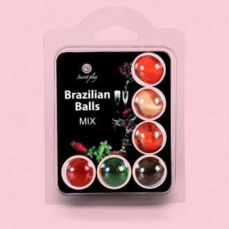 BOLAS LUBRIFICANTES BEIJÁVEIS BRAZILIAN BALLS MULTISABORES  6 x 4GR