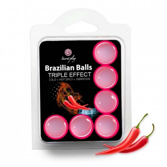 BOLAS LUBRICANTES BRAZILIAN BALLS EFECTO TRIPLO 6 X 4GR