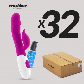 PACK OF 32 CRUSHIOUS MOCHI RABBIT VIBRATOR PURPLE WITH WATERBASED LUBRICANT INCLUDED