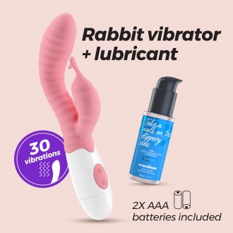 VIBROMASSEUR RABBIT GUMMIE ROSE ET LUBRIFIANT À BASE D’EAU INCLUS CRUSHIOUS