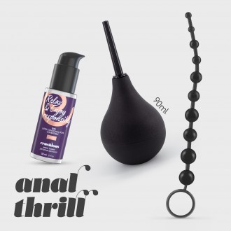 ANAL THRILL DOUCHE ANALE 90ML AVEC LUBRIFIANT ANAL 50ML ET CHAINE ANALE DE 10 PERLES CRUSHIOUS