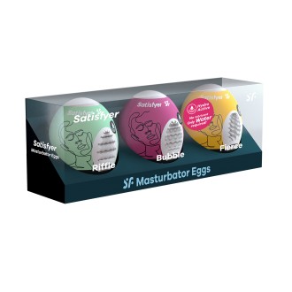 PACK DE 3 MASTURBADOR MASTURBATOR EGG NAUGHTY, SAVAGE Y CRUNCHY SATISFYER