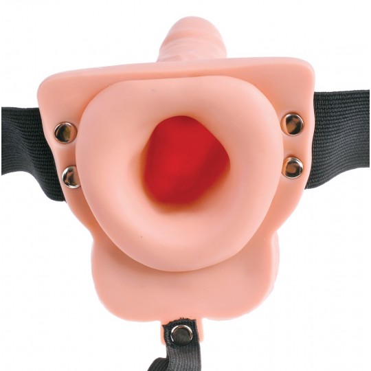 ARNÊS COM DILDO OCO RECARREGÁVEL 6&quot; HOLLOW RECHARGEABLE STRAP-ON COM COMANDO FETISH FANTASY SERIES