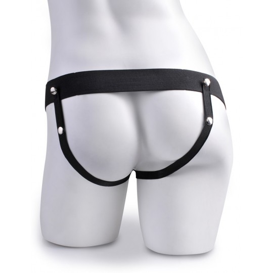 ARNÊS COM DILDO OCO RECARREGÁVEL 6&quot; HOLLOW RECHARGEABLE STRAP-ON COM COMANDO FETISH FANTASY SERIES