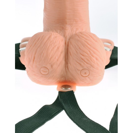 ARNÊS COM DILDO OCO RECARREGÁVEL 6&quot; HOLLOW RECHARGEABLE STRAP-ON COM COMANDO FETISH FANTASY SERIES