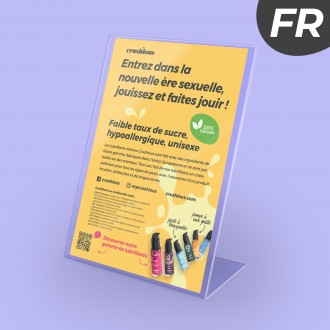 EXPOSITEUR ACRILIQUE AVEC FLYER CRUSHIOUS LUBRIFIANTS A5 FR