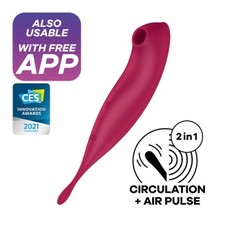 VIBRADOR TWIRLING PRO SATISFYER COM APLICAÇÃO CONNECT VERMELHO