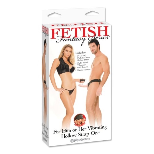 STRAP-ON HUECO CON VIBRACIÓN VIBRATING HOLLOW STRAP-ON FETISH FANTASY SERIES BLANCO