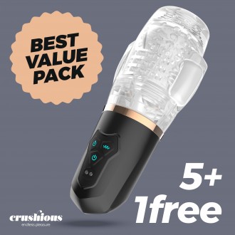 5 + 1 GRATUIT QUASAR MASTURBATEUR RECHARGEABLE AVEC ASPIRATION CRUSHIOUS