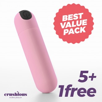 5 + 1 FREE CRUSHIOUS IMOAN RECHARGEABLE VIBRATING BULLET BABY PINK