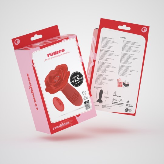 5 + 1 GRÁTIS ROMEO PLUG ANAL COM MOVIMENTO VAI-VEM E CONTROLO REMOTO CRUSHIOUS