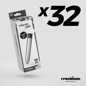 PACK OF 32 CRUSHIOUS CLASSIC VIBE VIBRATOR SILVER