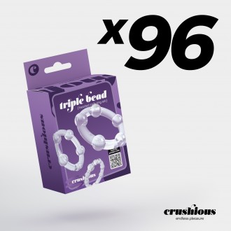 PACK OF 96 TRIPLE BEAD COCKRING SET CLEAR CRUSHIOUS